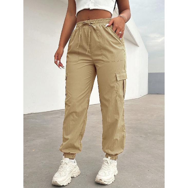 2026 New Women s Drawstring Cargo Pants Spring/Summer Quick-Dry Casual Pants XS хаки
