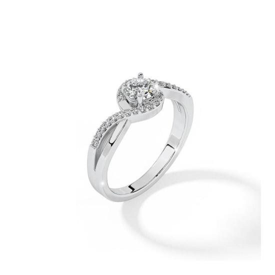 Moissanite Engagement Sterling Silver Diamond Ring