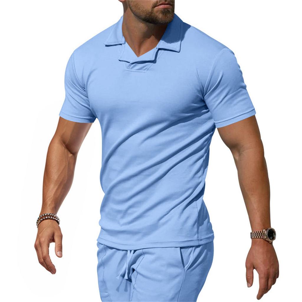 Men's Loose And Casual Solid-color Short-sleeved Shirt Top