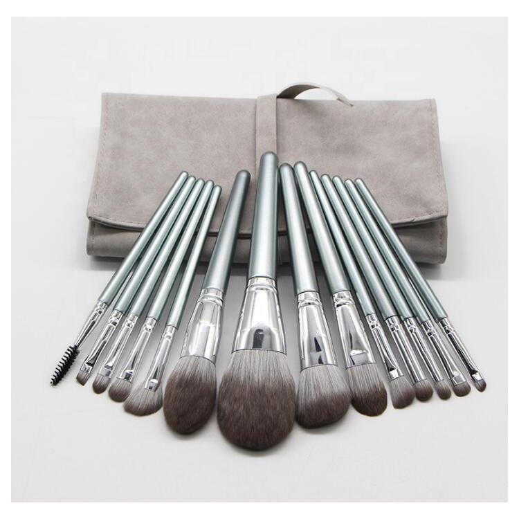 HMU Blind Drop Shipping Soft 12pcs Pink Wood Handle Good Quality Custom Logo Makeup Brushes Set