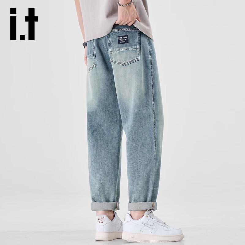 izzue it Men's Tencel Lyocell Washed Straight-Leg Jeans