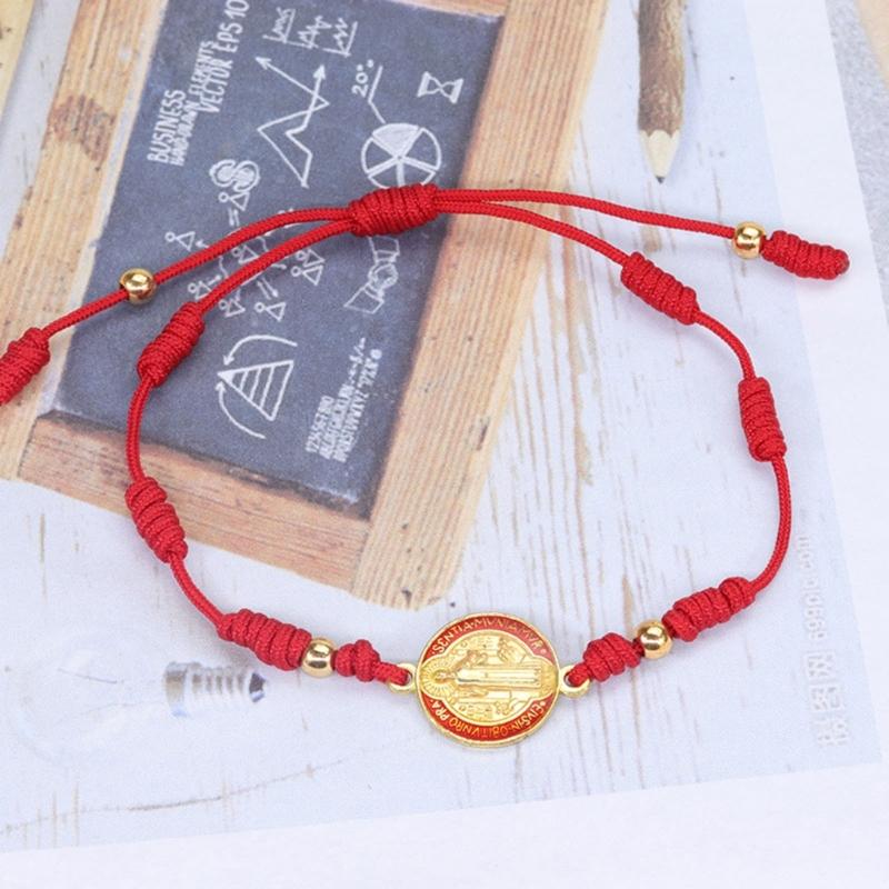 Lady Mary/saint Benedict Bracelet Handmade Red Knots Beads Bracelet Lucky Prayer Religious Bracelets for Men Women