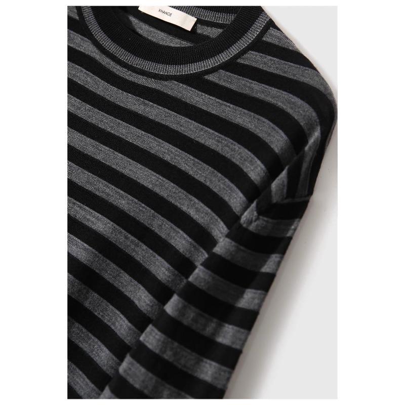 Early Autumn Striped Knitted Women's Sweater - Lightness Casual Fashion Long Sleeve Top