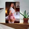 1pc 2d Vintage Metal Wall Art Retro Sign Pink Dress Design Heat Resistant Easy Install