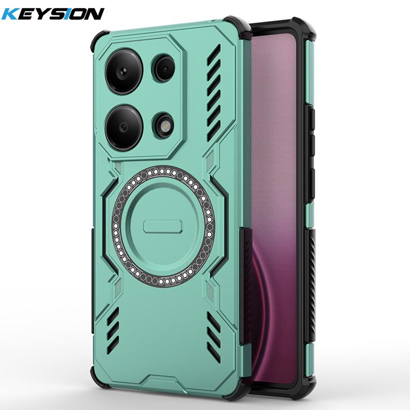 

KEYSION Полый чехол для отвода тепла для Redmi Note 13 Pro 4G Магнитное охлаждение Противоударный чехол для телефона для Xiaomi POCO M6 Pro 4G for POCO M6 Pro зелёный