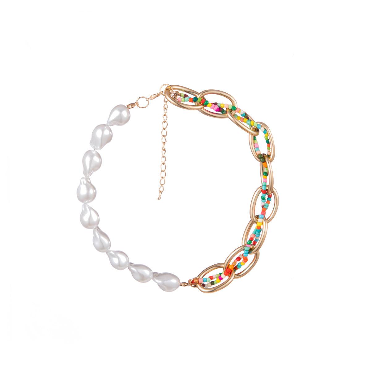 

Trendsetting Alloy Pearl Necklace Beautiful Geometric Design For Fashion Enthusiasts And Gifting Colorful