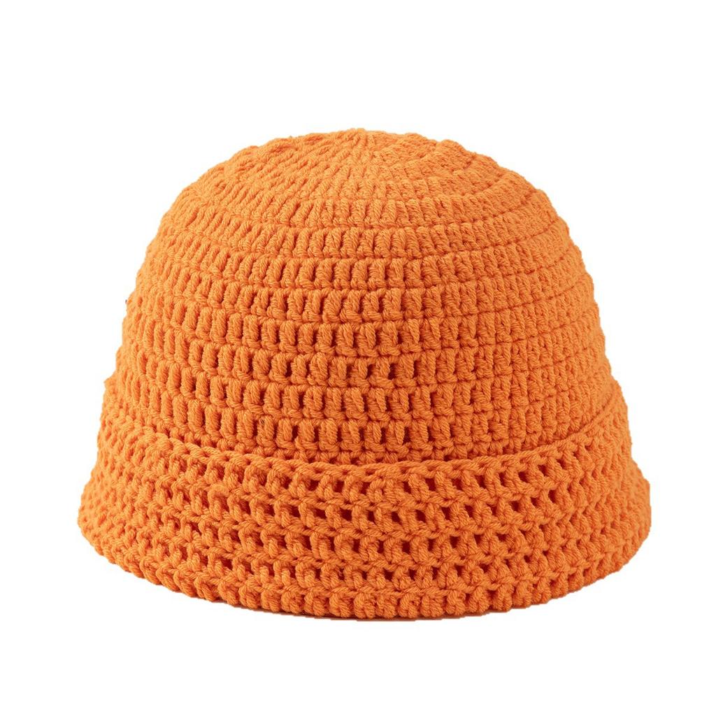 Handmade Crocheted Watermelon Skin Woolen Hat Women'S Knitted Hat Warm And Thick Ear Protection Hat Solid Color Cold Hat