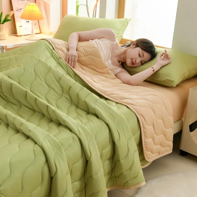 

New Floral Spring Summer Blanket And Pillowcase Soft Skin-Friendly Single Double Quilt Knitted Breathable Air Conditioning Duvet 100x150cm 2 pcs set