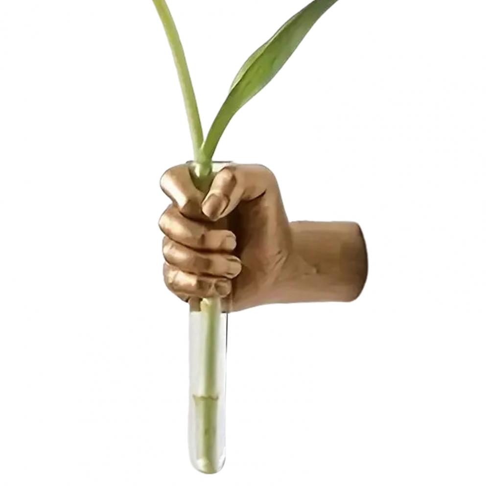 

Wall Sculpture Hand Vase Wall Art Human Fist Sculpture with Test Tube Vase Modern Art Statue Vase for Home Decoration золотистий