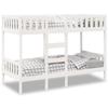 VidaXL Bunk Bed White 75x190 Cm Solid Pine Wood, Low Bunk Bed Frame, Bedroom Furniture, Frame of 3308608