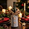 Reusable Wine Bottle Decorations Christmas Sweater Cover, Faux Fur Collar And Button Covers Coat Design Plaid Clothes for Party Decoration Holiday