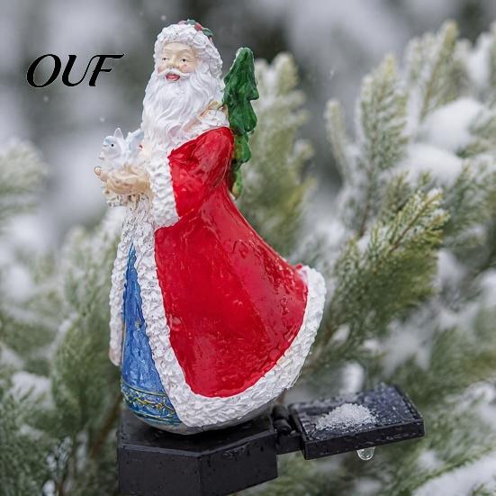 Weather Resistant Garden Night Lights Christmas Solar Stake Lights, Santa Claus Figurine Lamp, Waterproof Outdoor Holiday Lighting for Landscape Light