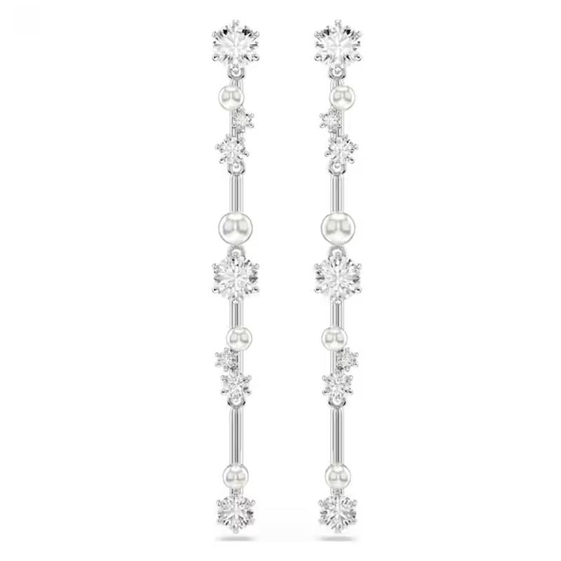 

Swarovski Constella Tassel Decorated Cubic Zirconia Earrings Women earrings Silver 5705614 Box (Random Color),F,Silver