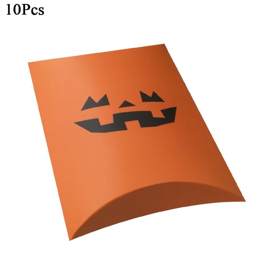 

10Pcs Pumpkin Halloween Paper Gift Box Paper Packaging Bag Funny Halloween Pillow Candy Box Cookie