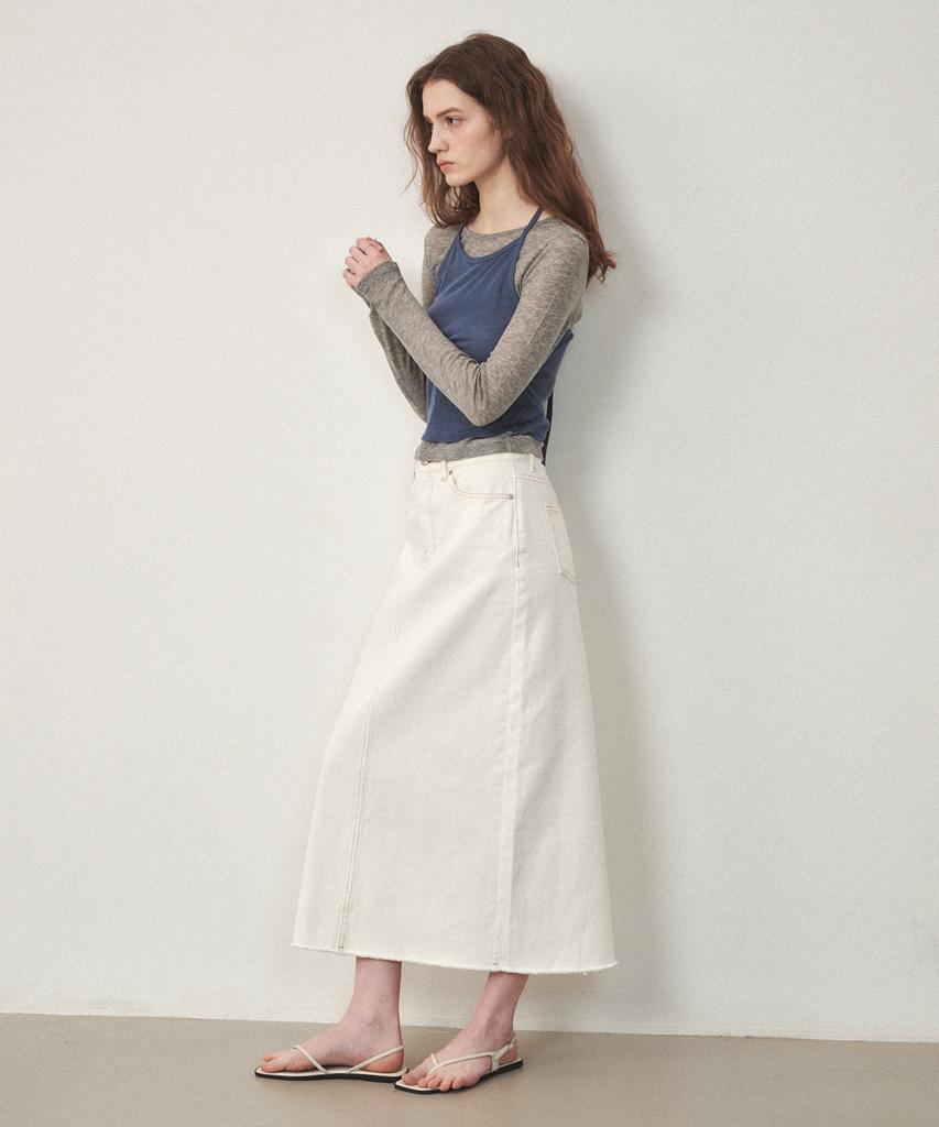 Ost Kaka Essential Denim Long Skirt White