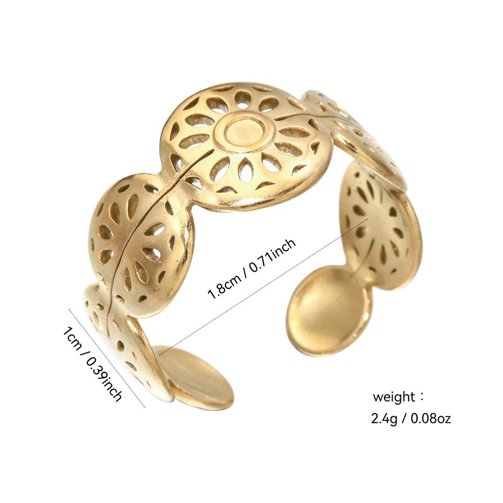 European & American Stainless Steel Hollow Round Ring - Fashionable, Simple, Versatile