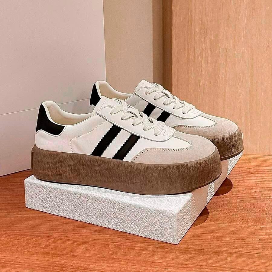 Little White Shoes Women's Ins Tide 2023 Autumn New Color Matching Trend Biscuit Board Shoes Flat Single Shoes Casual Sports Shoes