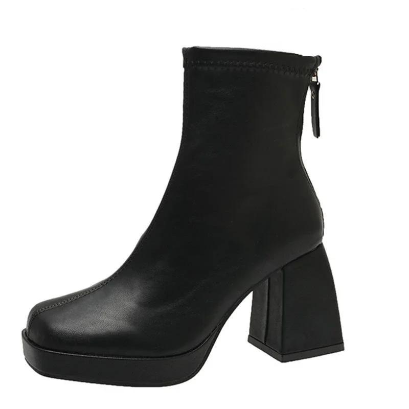 Fashion Ankle Boots for Women Chic and Elegant Woman Short Shoes Waterproof Black Booties High Quality Spring 2024 Autumn Trend Footwear