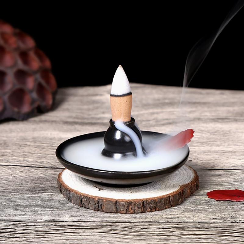 

Black Multifunctional Backflow Incense Burner Ceramic Incense Holder Gourd Coil Incense Base Mini Home Decor Black Cone Censer