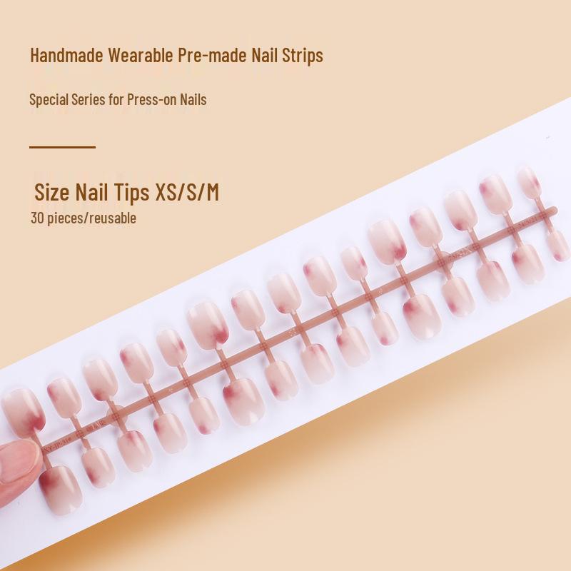 

Summer Ombre Nail Patches: 30 Short, Handmade, Removable Color Block Tips Glue Type