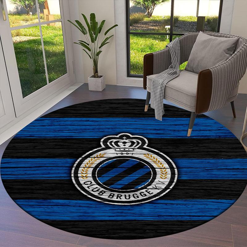 Club Brugge KV Round Area Rug,Carpet Rug for Living Room Bedroom Sofa Playroom Decor,Non-slip Floor Mat