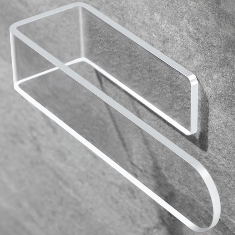 Clear Wall Mounted Towel Shelf Easy Installation Towel Holder for Bathroom Sturdy Acrylic Towel Storage Rack for Hotels