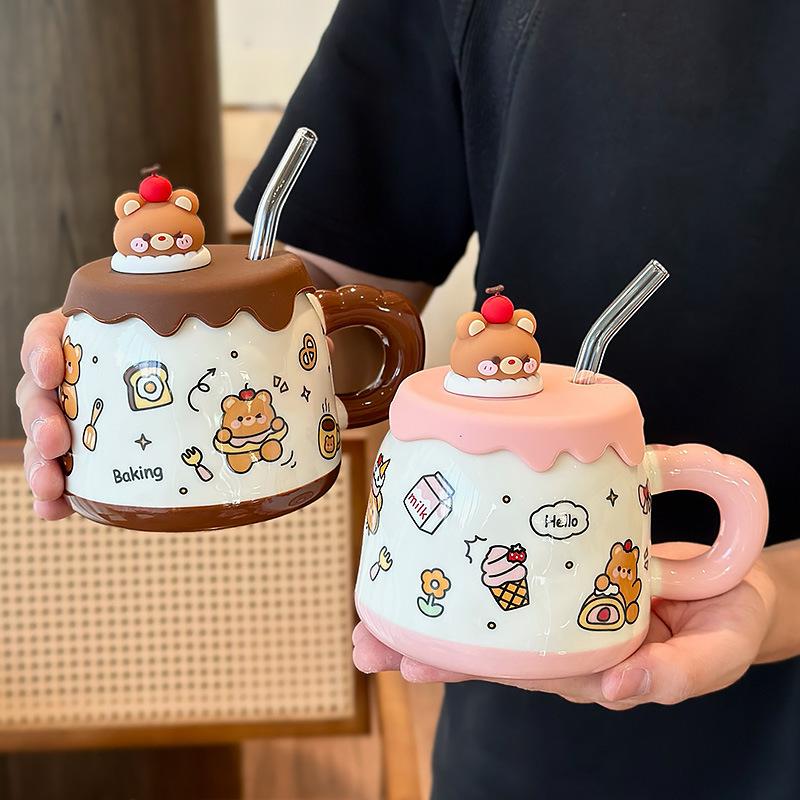 Bär Stroh Keramiktasse Tasse für Teetasse Bierkrüge Kaffeetassen Personalisierte Geschenk Trinkgeschirr Original Frühstückstassen Weihnachten Lustig