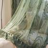 2 Pcs Ruffled Edge Gauze Curtain Retro Lace Sheer Curtain Romantic French Lace Floral Curtain  Door