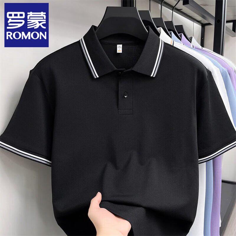 

Romon Men s Silk Blend Polo Shirt 4XL