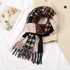 Luxury Plaid Cashmere Shawl Leopard Print Scarf For Women Autumn Winter Warm Wraps Outdoor Windproof Muffler Tassels Scarves