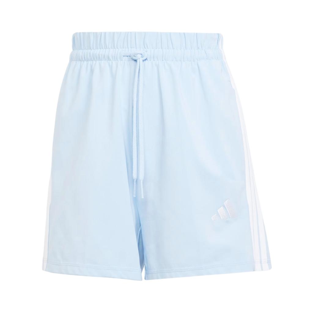 Adidas Essentials 3-Stripes Cotton Comfortable Fashion Lace-Up Simple Sports Shorts Women Shorts Glowing-Blue White JD0911