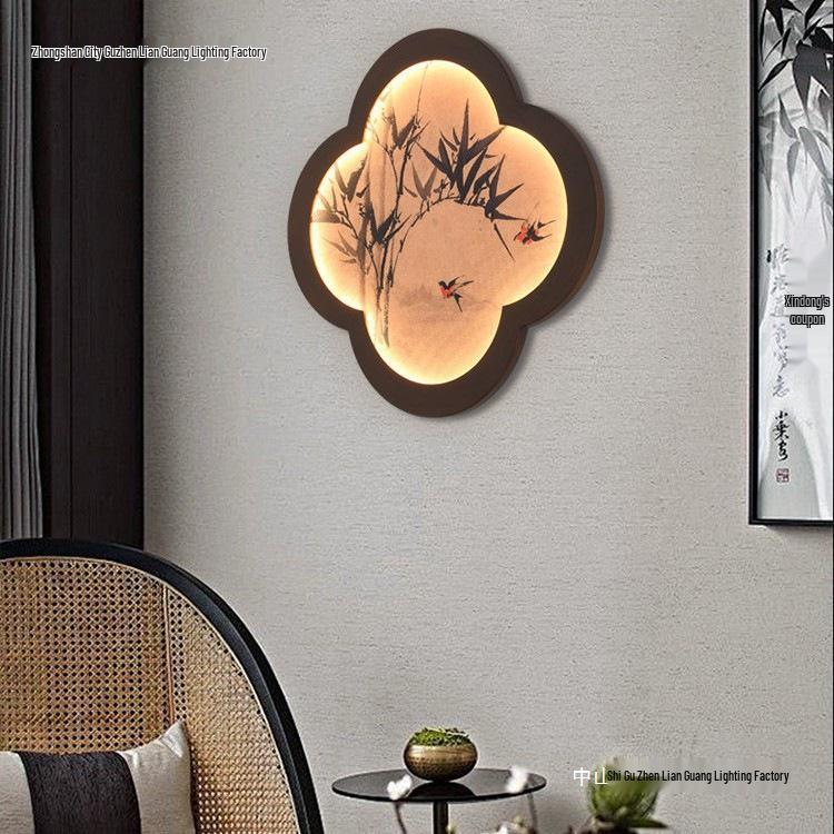 Song Dynasty Zen Mural Lamp: Retro Wall Light for Living Room, Hallway, and Staircase