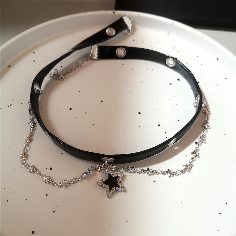 Punk Y2K Vintage Charme Grunge Anhänger PU Leder Sexy Choker Halsketten Für Frauen Spice Girls Goth Schmuck Zubehör Geschenk