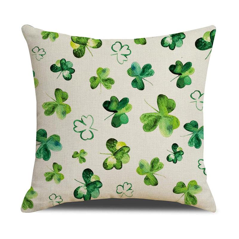 St. PASCAL's Day Four-leaf Clover Pillow Waist-leaning Ins Green Plant Sofa Pillow Cushion Cover