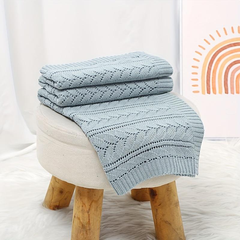 Soft Water Blue Pink Baby Blanket Pure Cotton Knitted Newborn Throw Solid Color Breathable Swaddle Blanket for Boys Girls Outing
