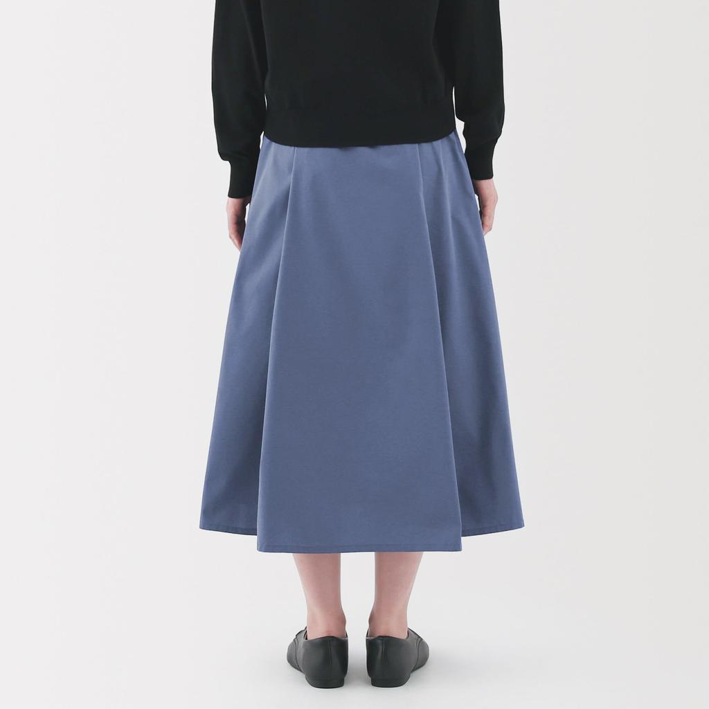 MUJI Women's Quick-Drying Broad Flare Skirt, BE1VAA5S, Smoky Blue, Size S