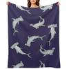 Hammerhead Sharks Blue Throw Blanket Valentine Gift Ideas Cute Plaid for Winter Sofa Quilt Blankets