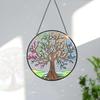 Tuitessine Tree of Life Stained Glass Suncatcher Four Season Theme Colorful Leaves Window Wall Hanging Ornament Hand-Painted Glass Panel Decor Gift