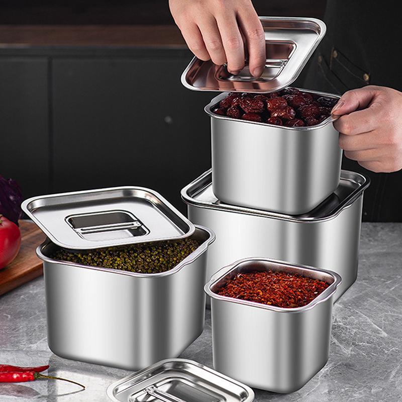 Edelstahl Frischhaltebox Versiegelt Auslaufsicher Lunchbox Obstbox mit Deckel Knödelbehälter Kühlschrank Aufbewahrungsbox
