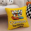 Retro Cartoon American Game CCuphead Cushion Cover Throw Pillow Cover Hidden Button Durable Polyester Chair Cushion