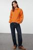 Women's Fashionable Stylish Sweater Orange Wide Fit Soft Textured Hair Braided Knitwear Sweater