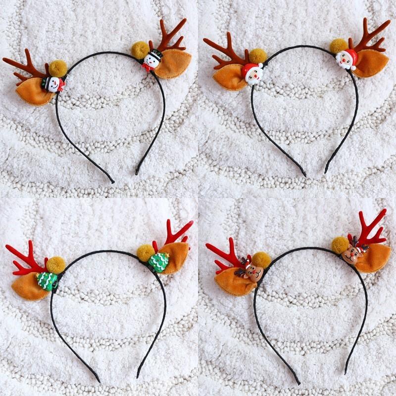 Christmas Deer Headband With Glitter Antlers For Holiday Party Decor And Celebrations