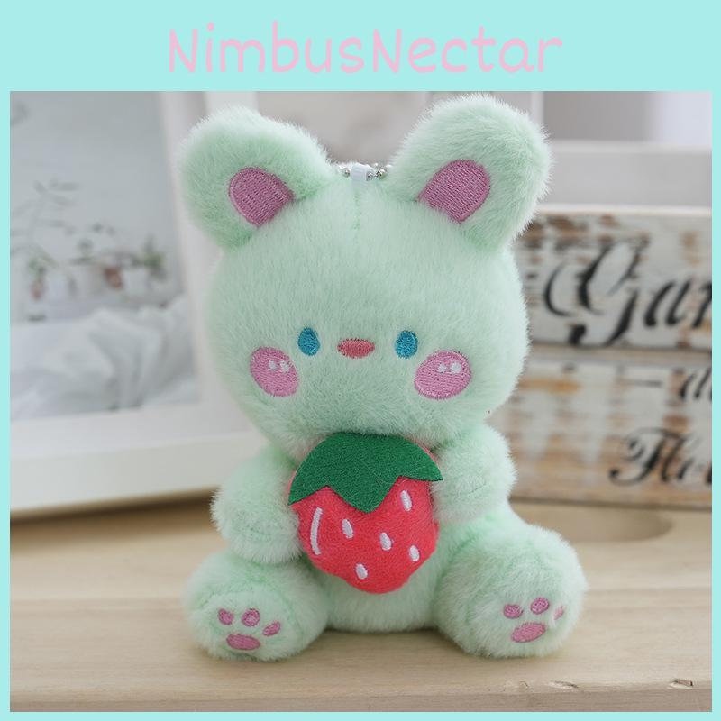 Plush Cute Adorable White Rabbit Keychain Creative Fruit Bunny Plush Toy For Girls
