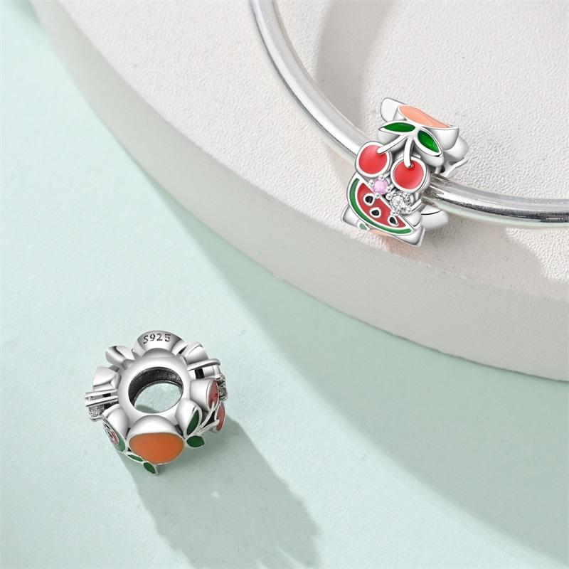 Copper Fruit Ice Cream Flower Travel Robot Beads Pendant Charms Fit Original Bracelet Charm Bead Necklace Diy Female Jewelry