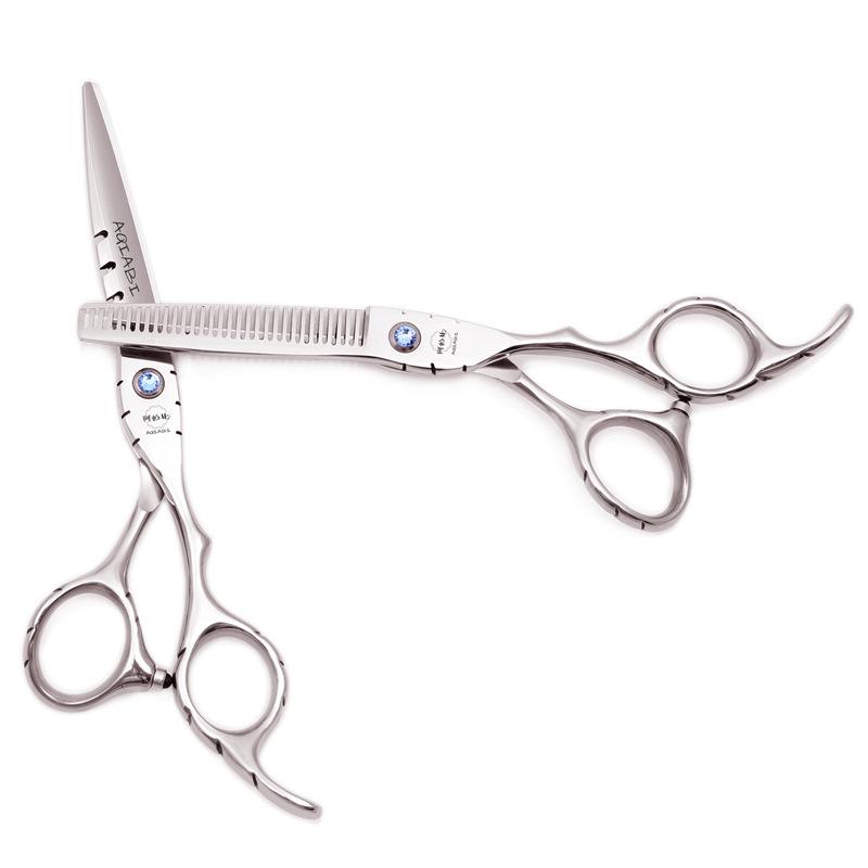 Achaobi Silver Hairdressing Scissors Set: Straight, Thinning, and Bang Shears (5.5/6 Inch).