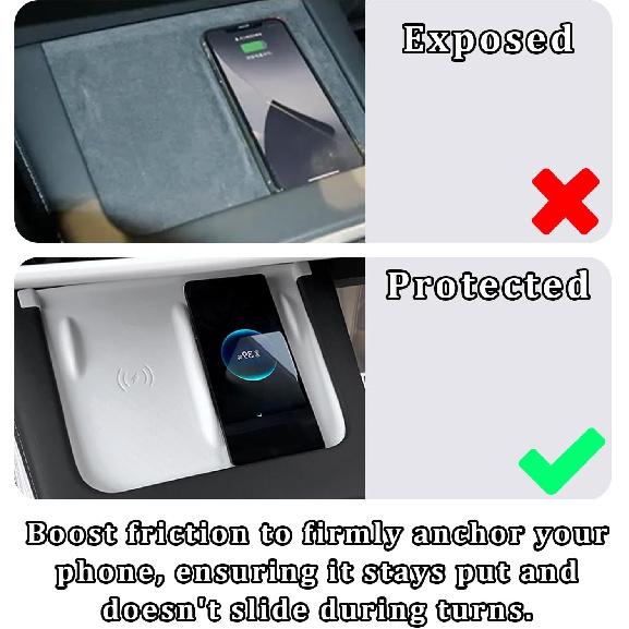 Center Console Wireless Charger Silicone Mat-White-Model 3/Y-Model 3/Y