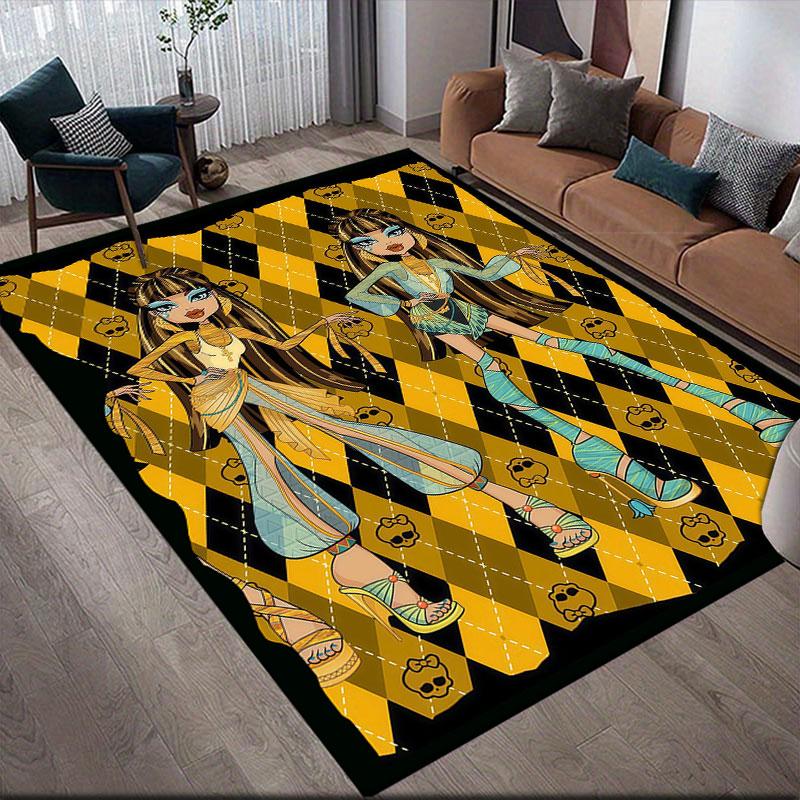 Cleo De Nile Flannel Printed Carpet, Home Sofa Decoration for Living Room & Bedroom, Non‑Slip Play Flannel Floor Mat for Game Room