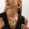 Fashion Irregular Circular Pendant Jewelry Set Gold Silver Color Hollow Necklace Earrings for Women Ins Light Luxury Charm Jewelry Gift