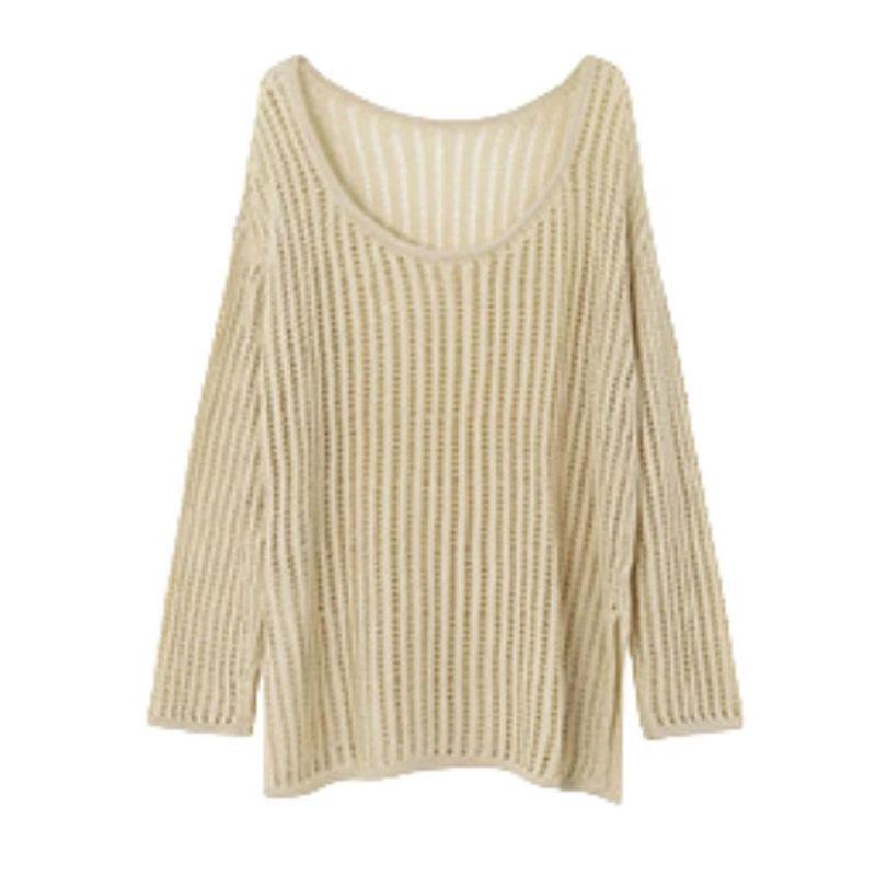 Women s Spring/Summer Off-Shoulder Mesh Knit Cardigan - Loose Fit, Sun Protection, Long Sleeve Top Large