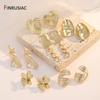 Fashion 14K Gold Plated Metal Irregular Stud Earrings for Women Exaggerated Large Geometric Statement Earrings Party Jewelry